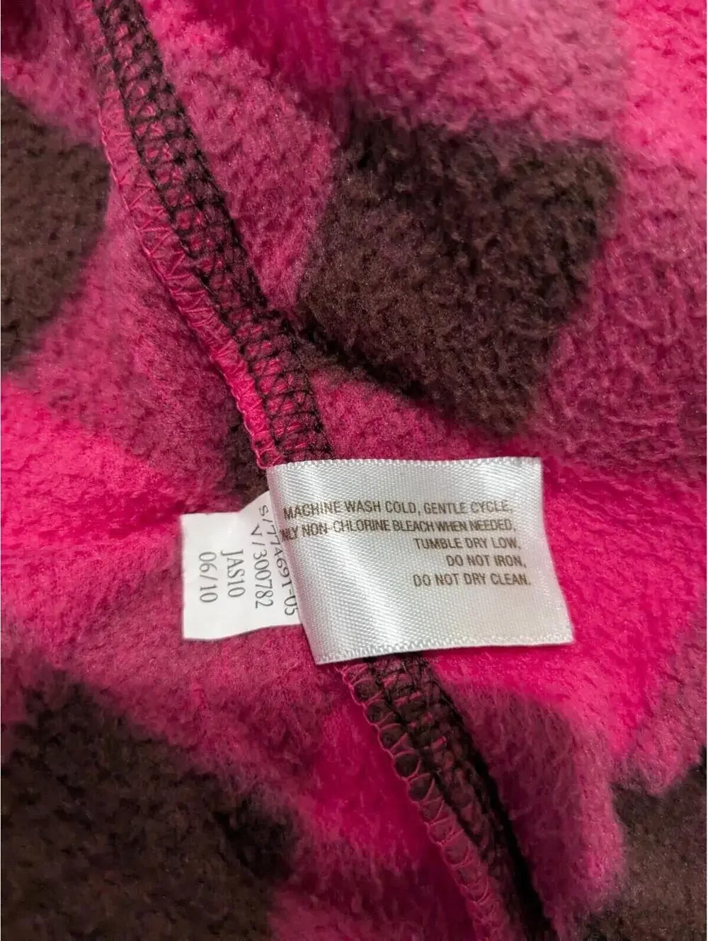 Old Navy Girls Vest Pink Brown Buffalo Plaid Fleece M (8) 2010 Zip Front